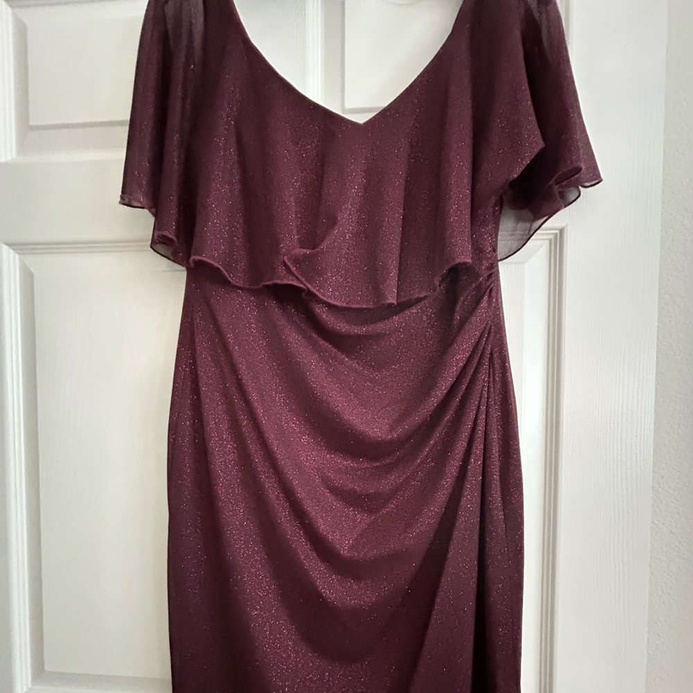 Connected Apparel Burgundy Shimmer Cocktail  Dress 12P